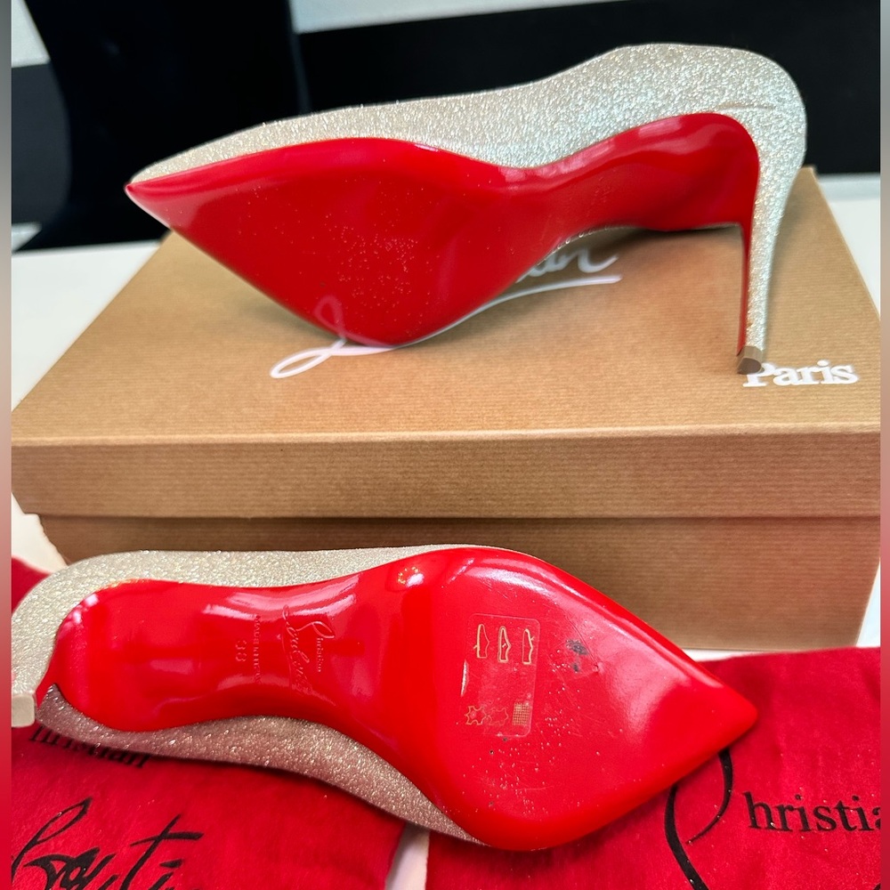 Christian Louboutin Pigalle Follies Ivory Glitter 100 - Picture 6 of 7
